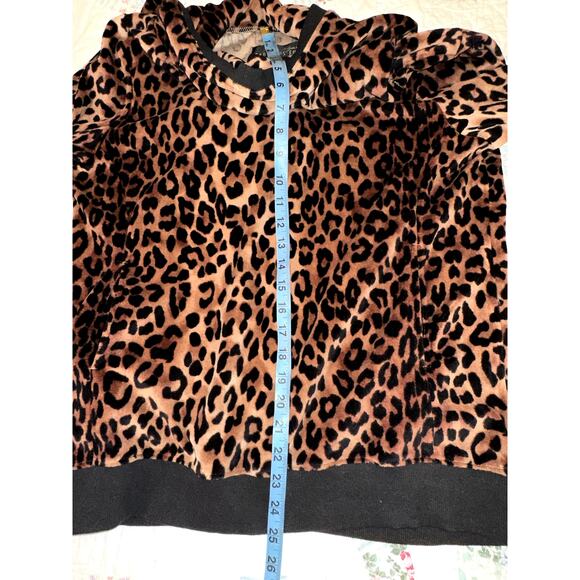 DONNA SALYERS FABULOUS FURS VELVETY LEOPARD HOODIE OVERSIZED PULLOVER M - Picture 6 of 6